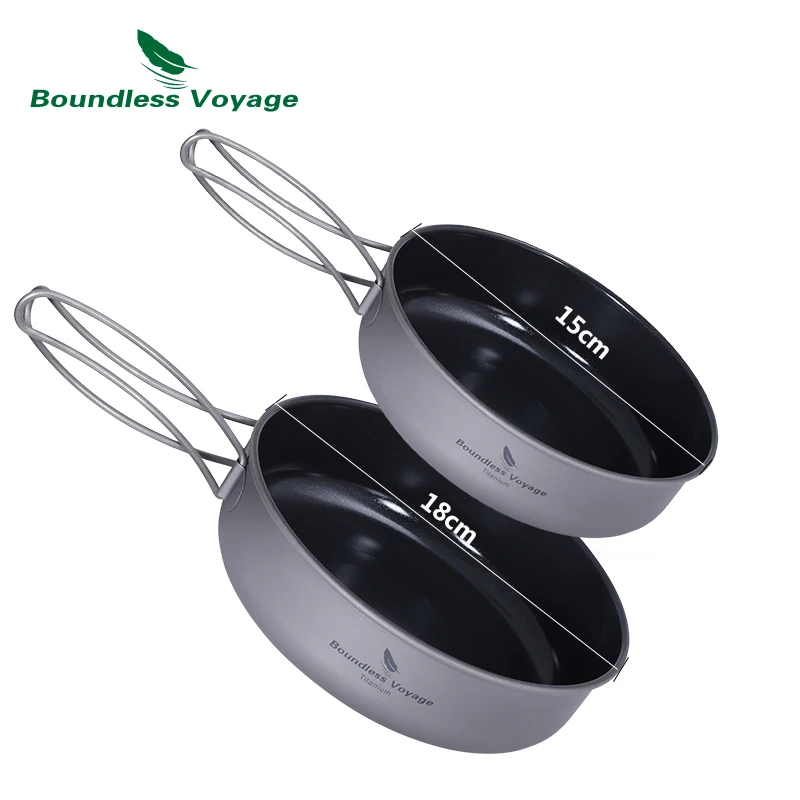 Boundless Voyage Non-stick Frying Pan Titanium Skillet Camping Pan Outdoor  Ultralight Hiking Plate Dish Bowl with Folding Handle - AliExpress