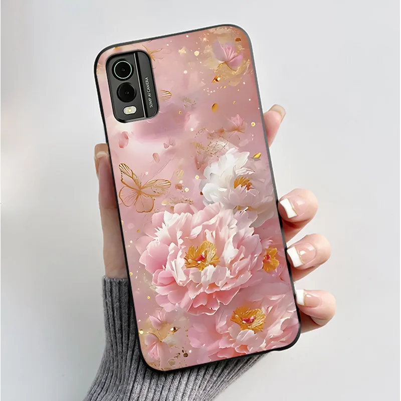Black Soft Silicone TPU Luxury Fashion Flower Butterfly Phone Case