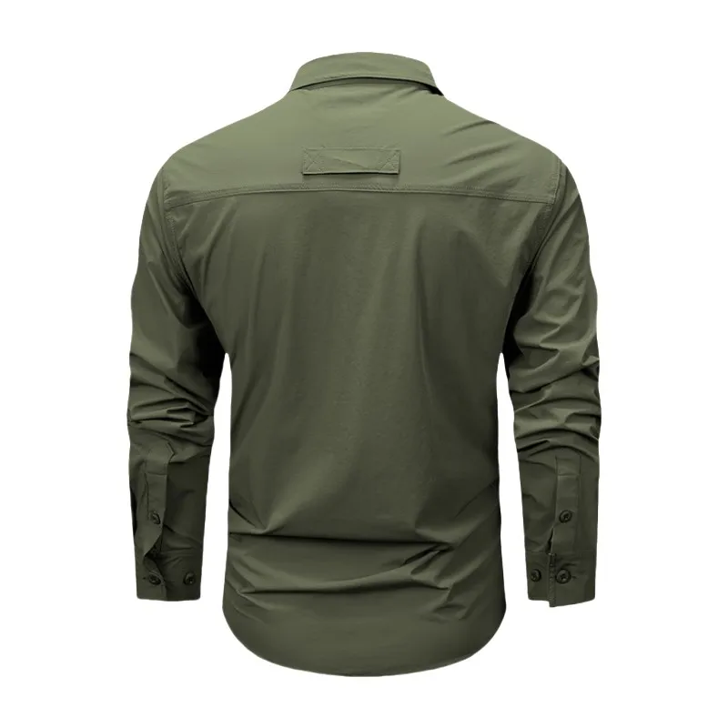 Spring Autumn Men's Shirts Tactical Work Long Sleeve Shirt Tops Outdoor Casual Multi-pocket Camp Hike Cargo Long-sleeved Shirts