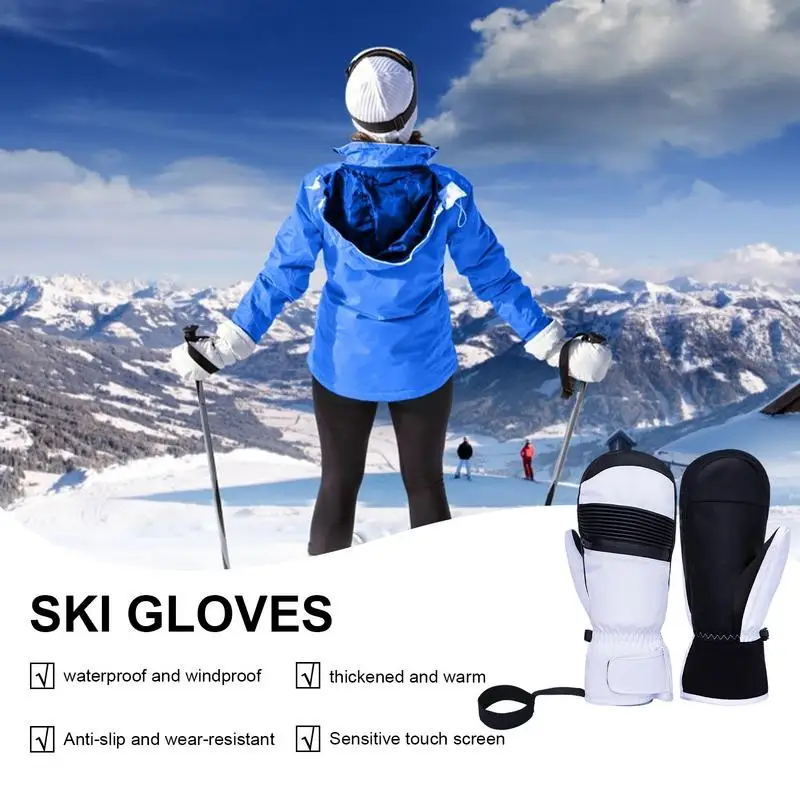 

Snowboard Gloves Outdoor Skiing Gloves Waterproof Warm Gloves Windproof Anti-Slip Thick For Cold Weather Skiing Snowboarding