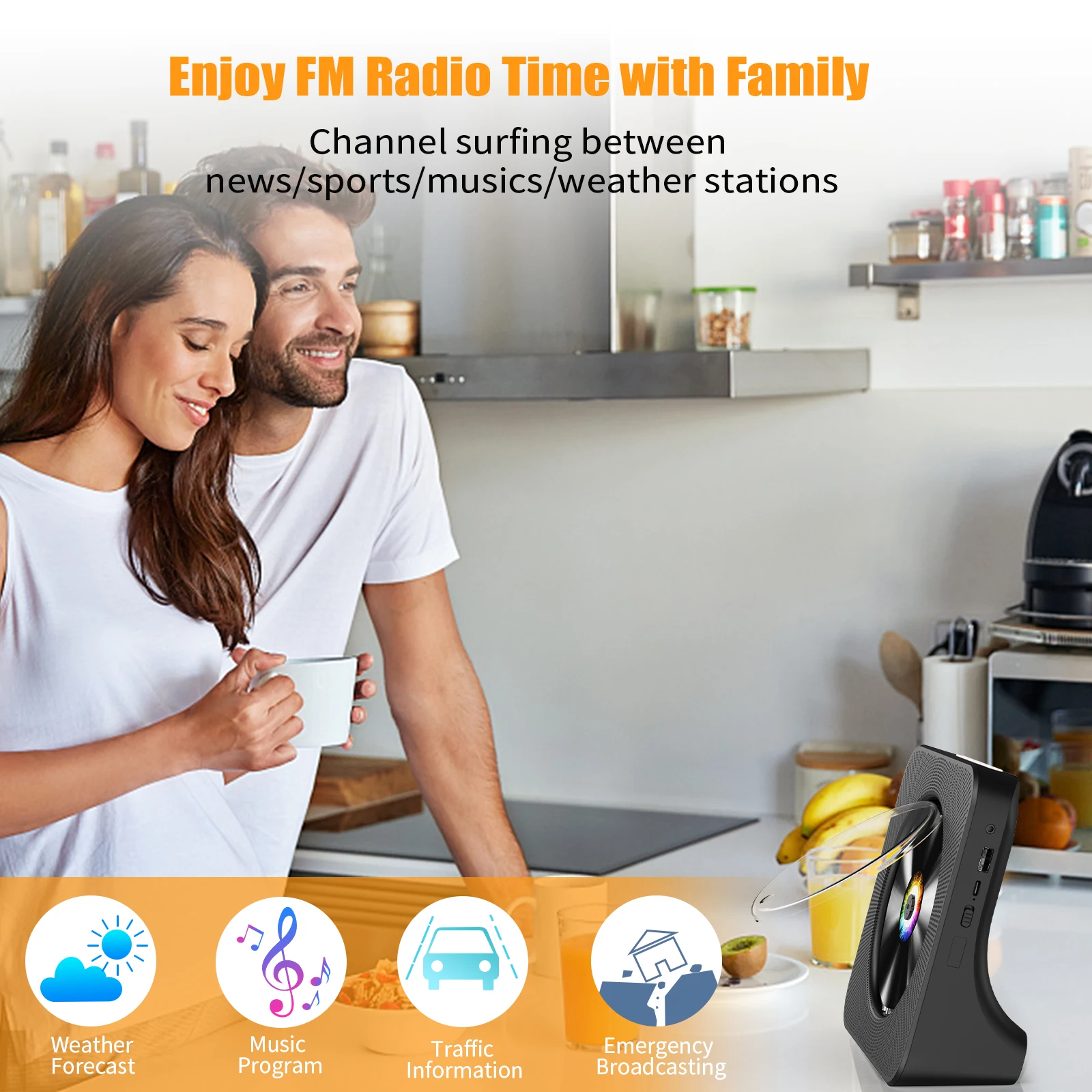Portable CD Player with Bluetooth Gueray Desktop CD Players for Home Bulit-in Double HiFi Speakers AUX&Headphone Jack portable cd player