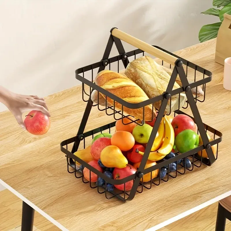 2/3 Tiers Storage Rack Multi-Purpose Fruit And Vegetable Basket Countertop Storage Shelf for Bathroom Home and Kitchen Organizer 3
