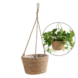 Elegant Jute Rope Macrame Hanging Planter Basket - Indoor & Outdoor Home Décor (Light Brown)