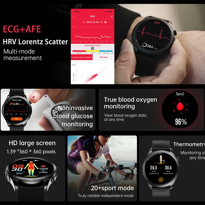 LIGE Ʈ ð ECG + PPG  Ʈ ġ  ü  ǰ ð IP68  Smartwatch