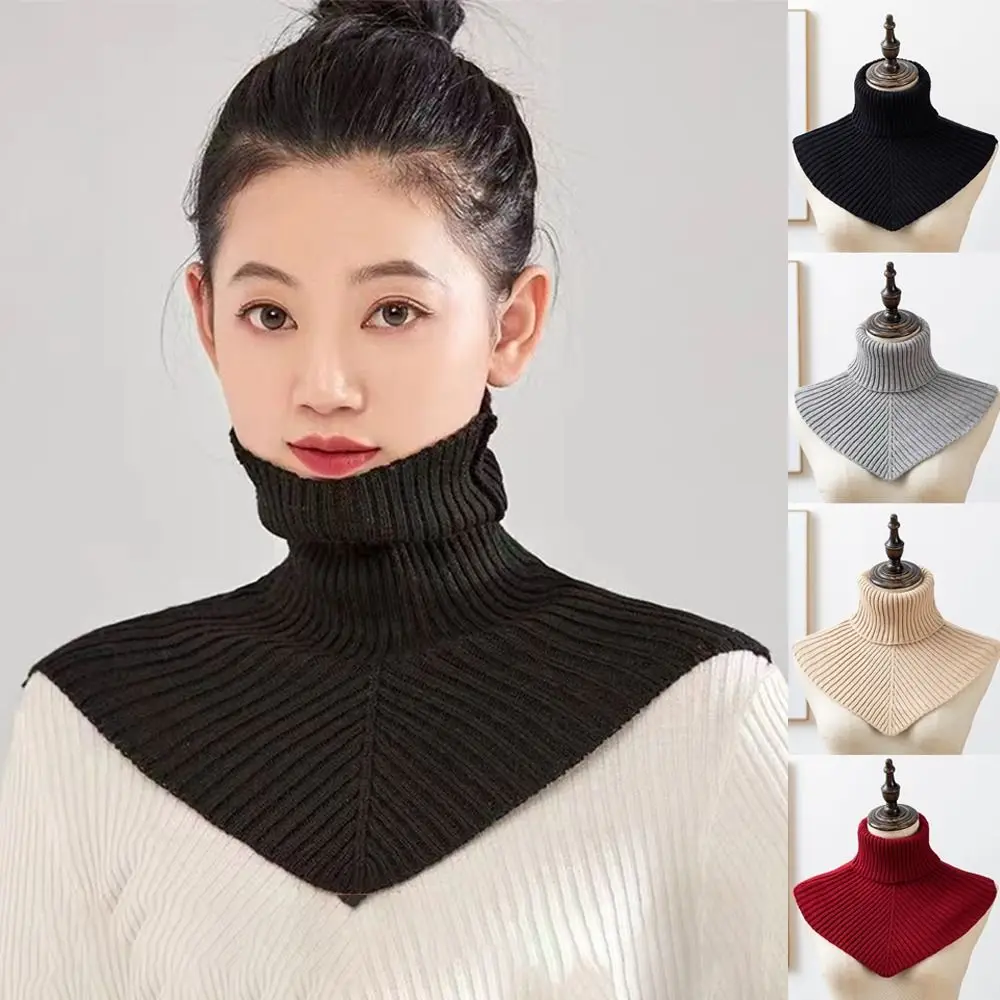 Fashion Winter Warm Knitted Scarves Irregular Design Wool Turtleneck Scarf Soft Short Wrap for Outdoor