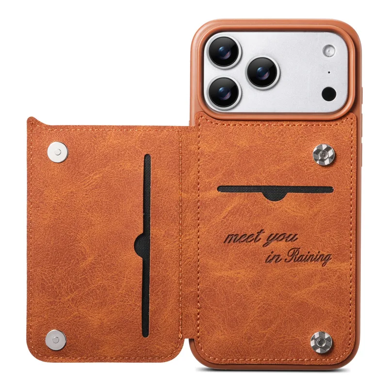 Luxury Leather Phone Case with Kickstand and Card Holder | Anti-Fall Design & Card Slots