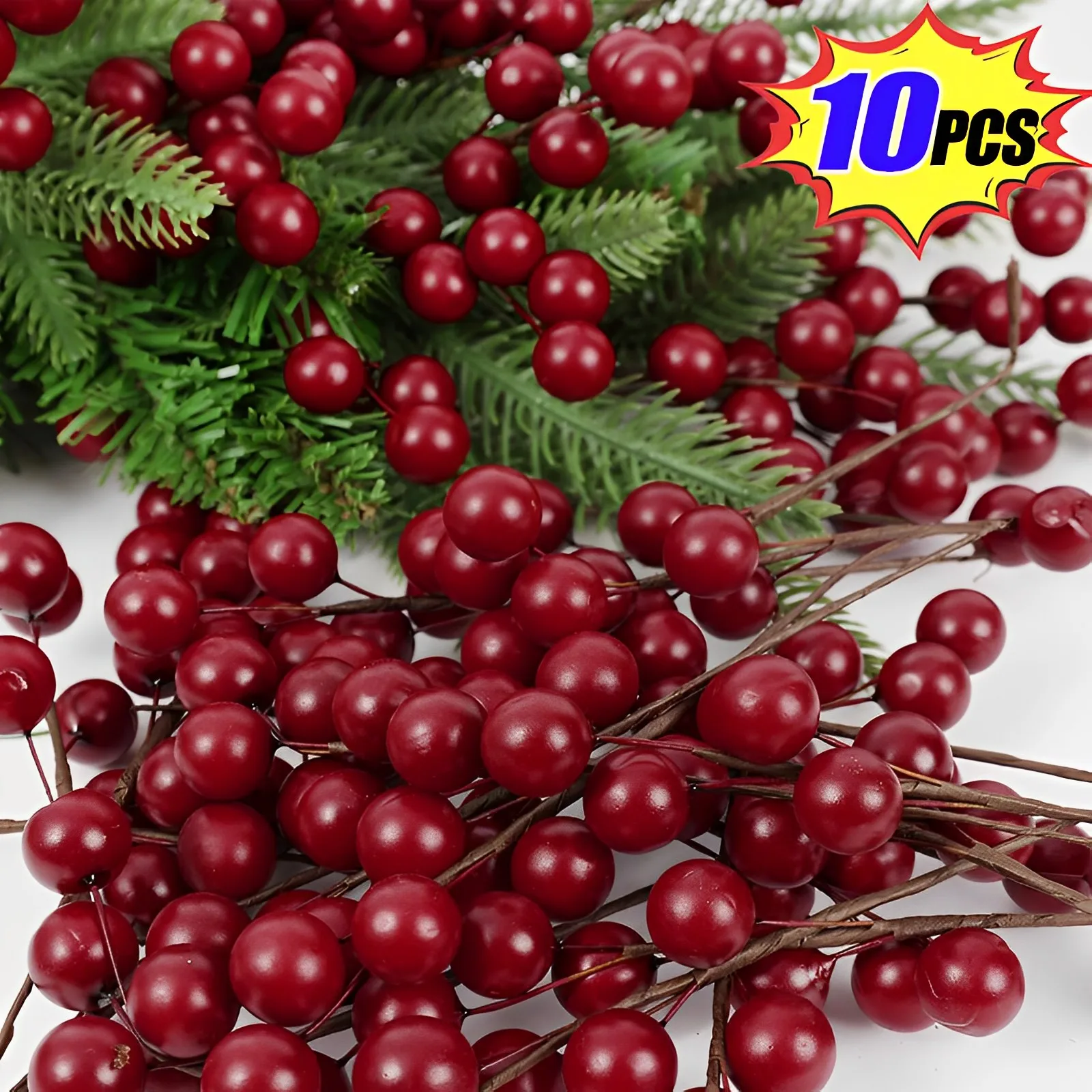 Artificial Berries, 10 Realistic Red Berry Picks for Christmas, 8.46 Inch  Artificial Cherry Branches, Holly Cherry Decor on Wire - AliExpress