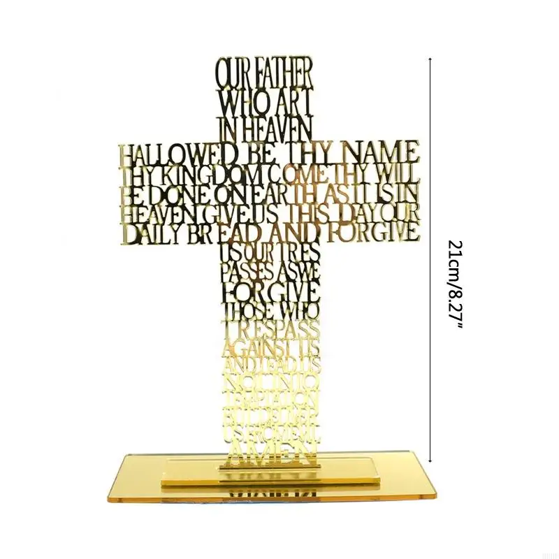 Acrylic Priest Father Scriptures for Cross with Stand Religious Church Standing Crucifix Catholic Prayer Relics Ornament 69HF
