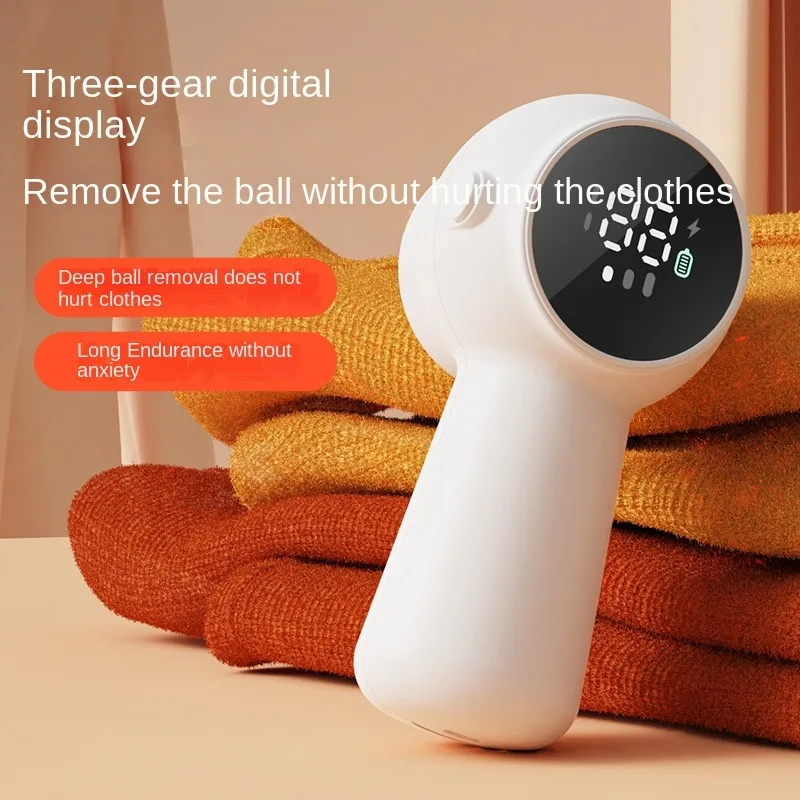 Digital Display Hairball Trimmer Portable Three-speed Adjustable Charging Ball Knife Head Scraper Suction Sticky Hair Remover