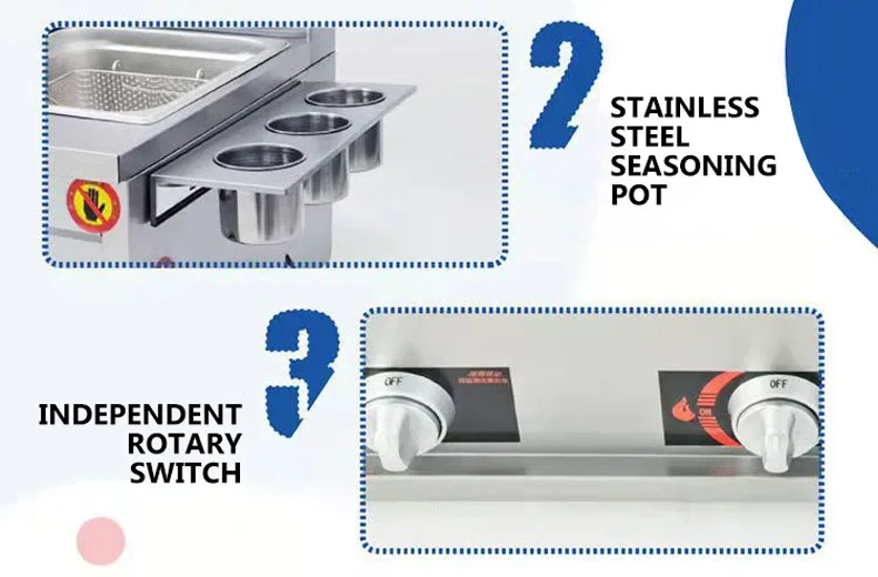 Gas Griddle Fryer All-In-One Machine Commercial Pancake Maker Grilled Squid Teppanyaki Equipment Gas Fryer Oden Frying Pan 6