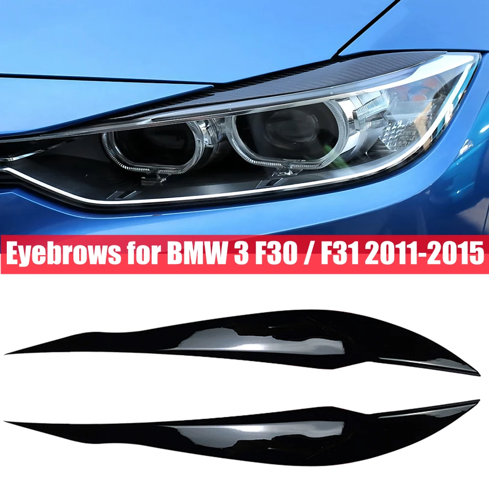 2pcs Gloss Black Eyebrows For Bmw 3 Series F30 Sedan F31 Wagon 2011