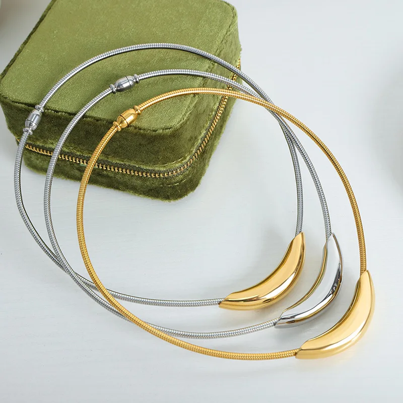 Marka Mode Edelstahl Runde Halskette Frauen Vergoldet Halsband Punk Zubehör Luxus Schmuck Freundin Geschenk Großhandel