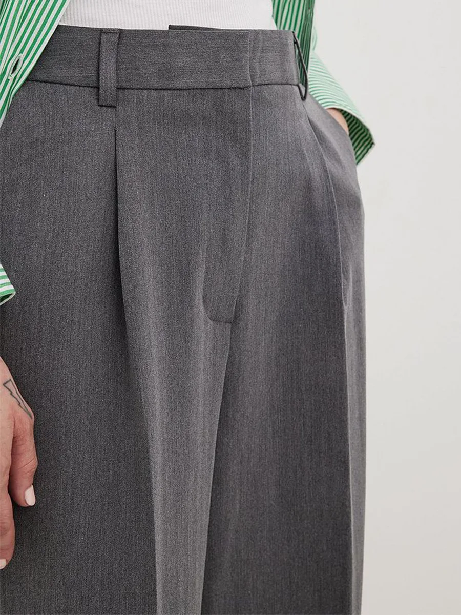 Bornladies Women's Spring Summer New Loose Wide-Leg Suit Pants Elegant Office Classic Straight-Leg High-Waist Suit Trousers