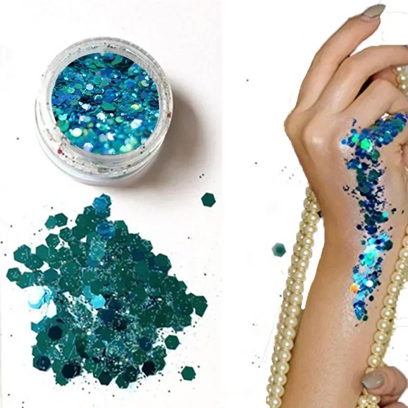 New Hybrid Sequins Glitter Round Colorful Glitter Pots Nail Face body Shadow Glitter Beauty Makeup Shinning Glitterer Powder 4