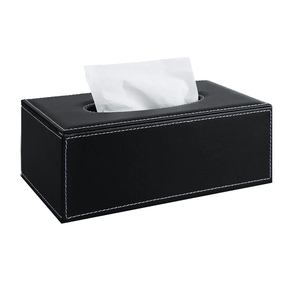 NEW Black Leather Tissue Box Holder Cover Dispenser Grey Toilet Bathroom Home Fancy Design 2