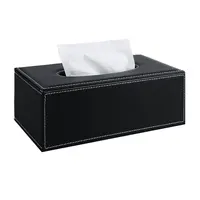 NEW Black Leather Tissue Box Holder Cover Dispenser Grey Toilet Bathroom Home Fancy Design 2