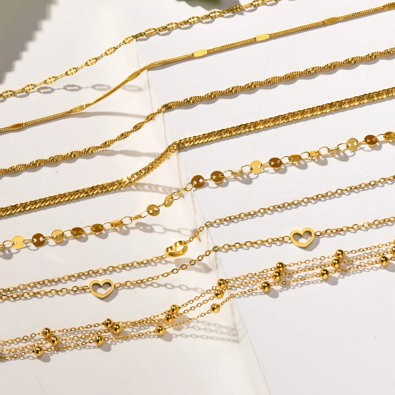 Women's Waterproof Stainless Steel Bead Charm Chain Anklet Gold Color Minimalist Anklet for Daily Beach Holiday ankle chains,beads anklet