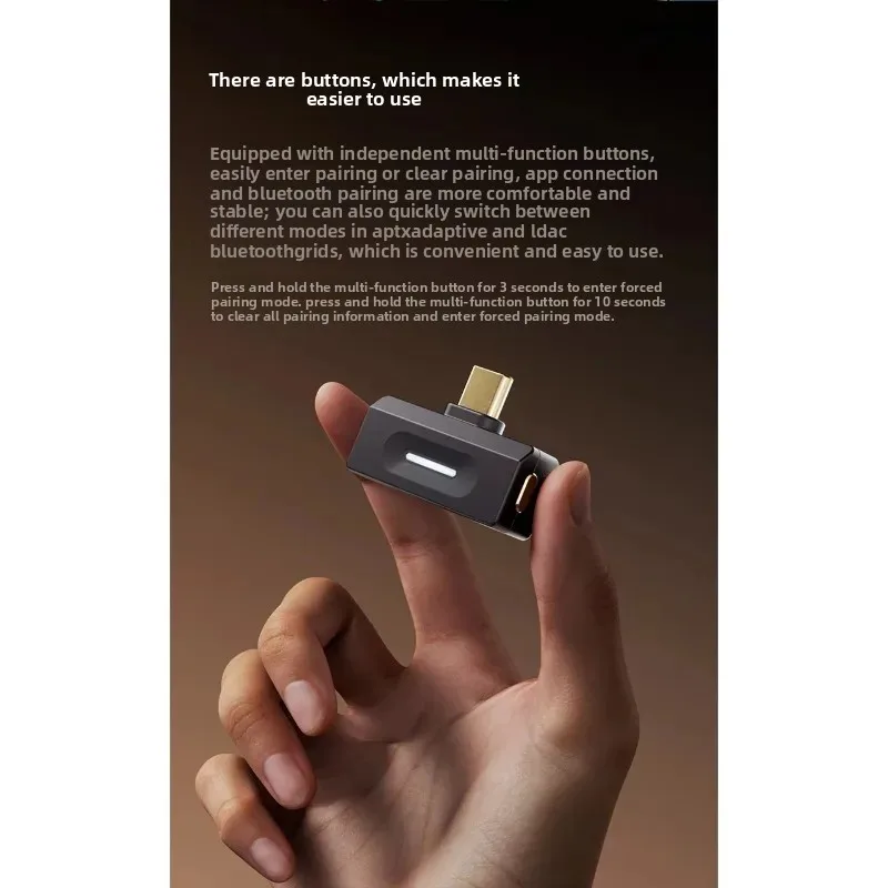 FiiO Air Link 블루투스 송신기 LDAC AptX 무손실 QCC5181 BT6.0 USB-C HiFi 오디오 어댑터(RGB 조명 포함)