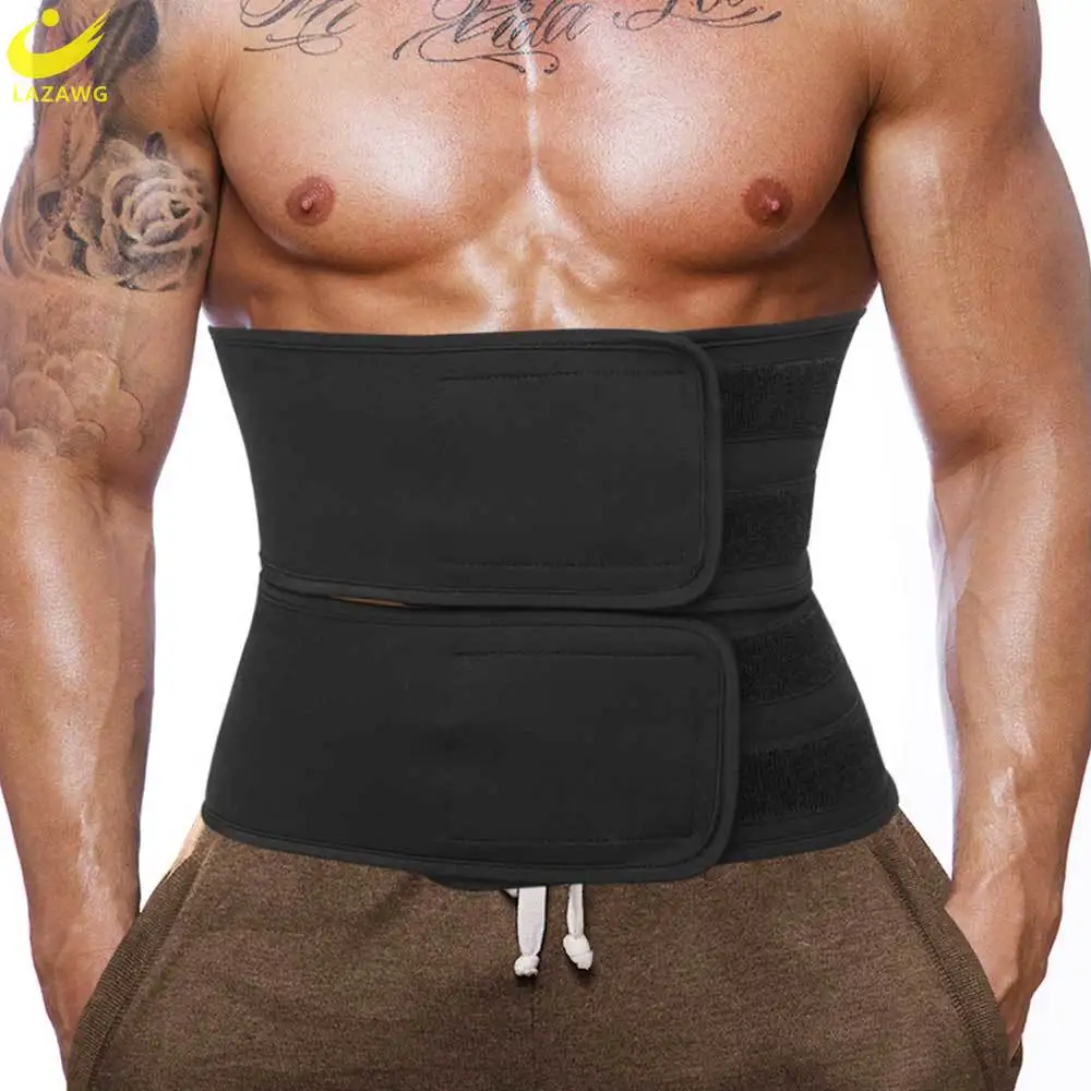 LAZAWG Mens Waist Trainer Belly Girdles Tummy Belt Stomach Wraps Weight Loss Sweat Band  Neoprene Body Shaper Slimming Fitness ems abdominal muscle stimulator body massage slimming abdominal trainer massager muscle toner weight loss rechargeable dropship