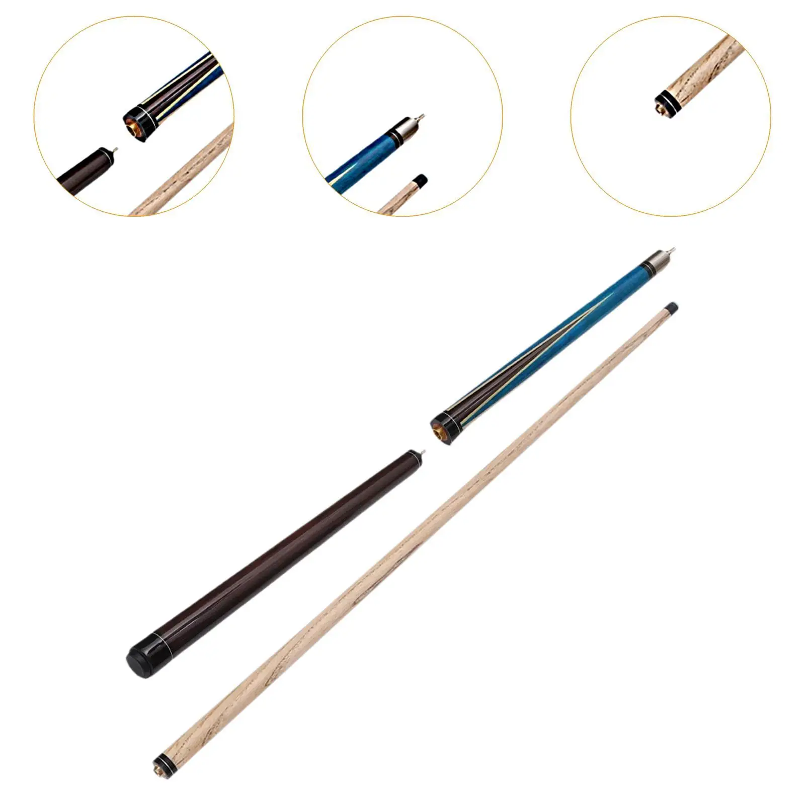 Wooden Billiard Cue Billiard Pool Cue Three Section Segmented 56inch Pool Stick Break Jump for House Game Bar Adult