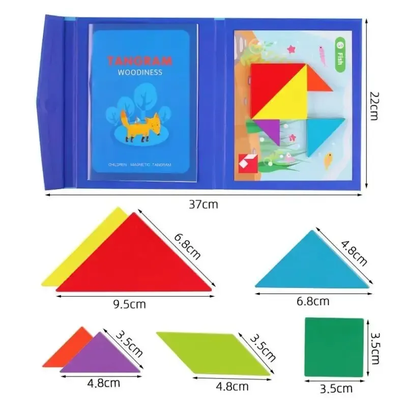 Magnetic 3D Puzzle Book Geometric Shapes Tangram Jigsaw Board Kids Montessori Games Wooden Toys For Kids For wooden puzzles magnetic puzzle toys wooden toys puzzle toys