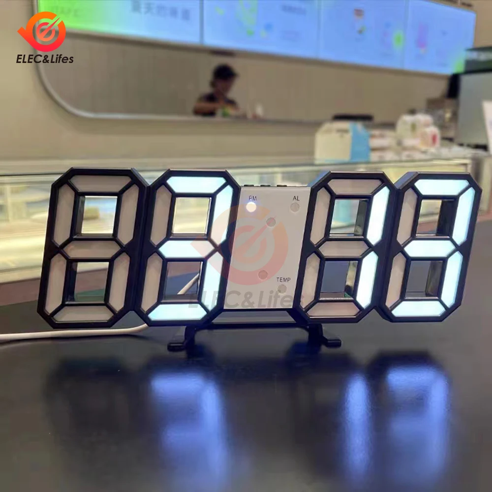 Luminous 3D LED Wall Clock - Multifunctional Creative Home Decor with USB Power