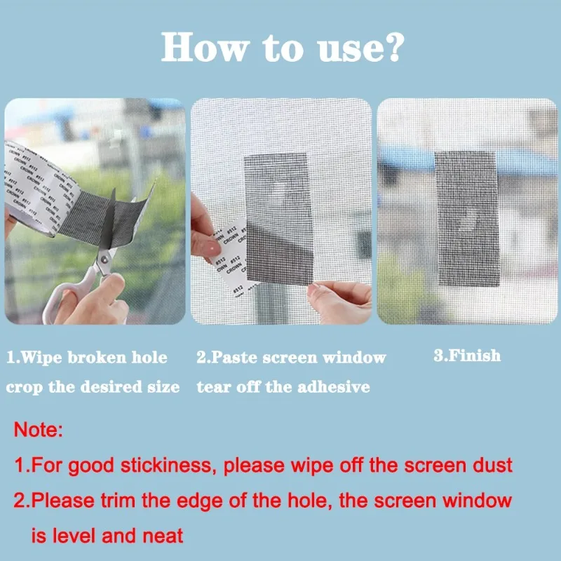 Self-Adhesive Window Screen Repair Tape - Waterproof Insect Proof Patch for Instant Mesh Fix, Easy Application & Tear by Hand