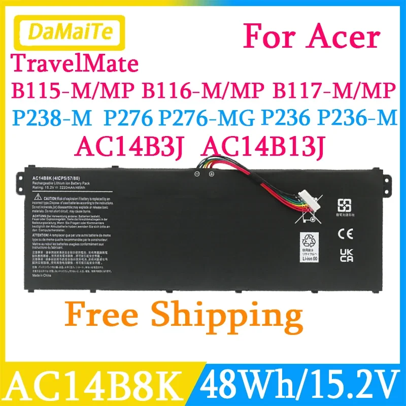 

AC14B3K AC14B8K Laptop Battery For Acer Aspire CB3-111 CB5-311 ES1-511/512/520 C670 C810 C910 Nitro 5 AN515-51 AN515-52 AN515-53