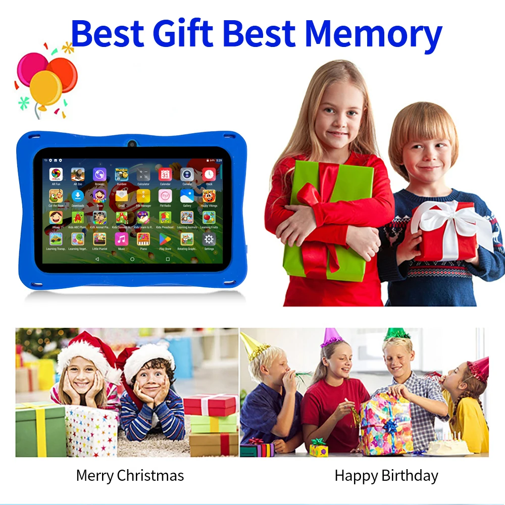 BDF Tablet for Kids 7 Inch Android 11 System 32 GB WiFi Bluetooth Dual Camera Educational Software Installed with Proof Case 4