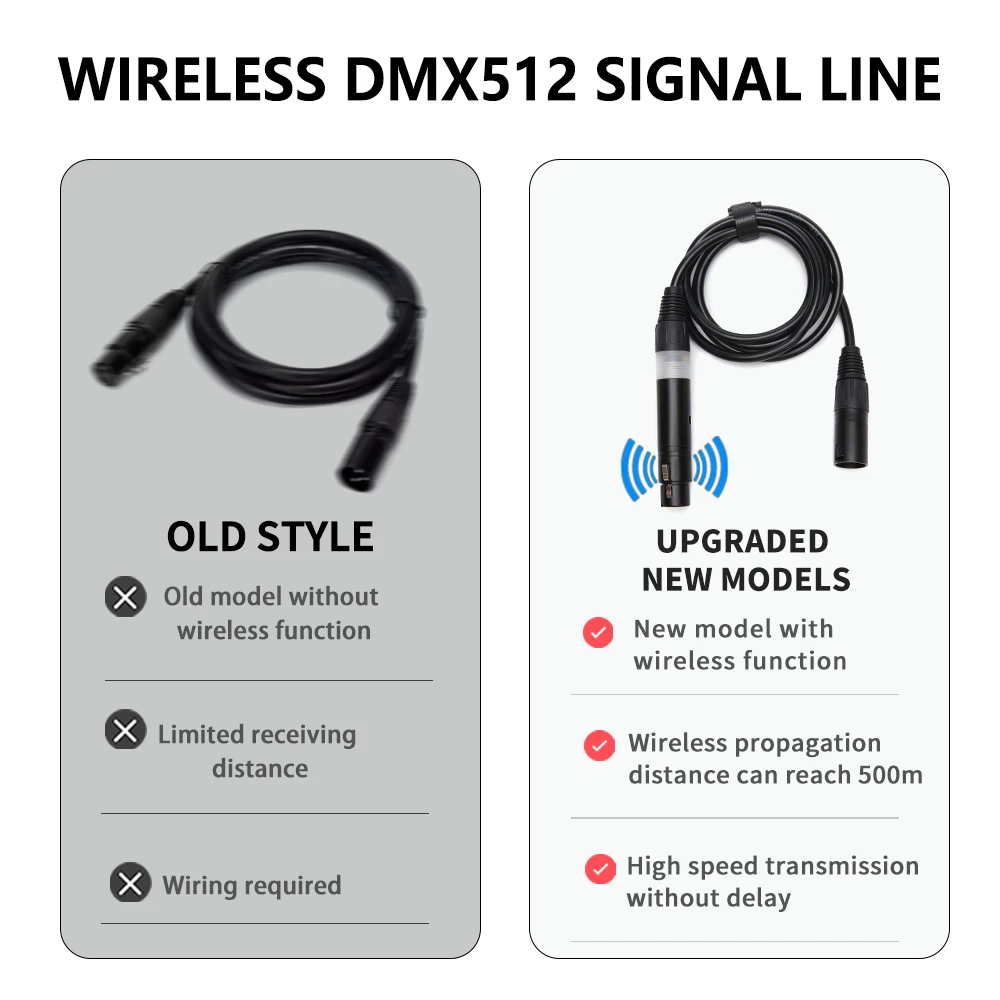 DMX512 connection line DMX signal cable with built-in wireless DMX receiver function，dmx line Used for stage lighting fixtures