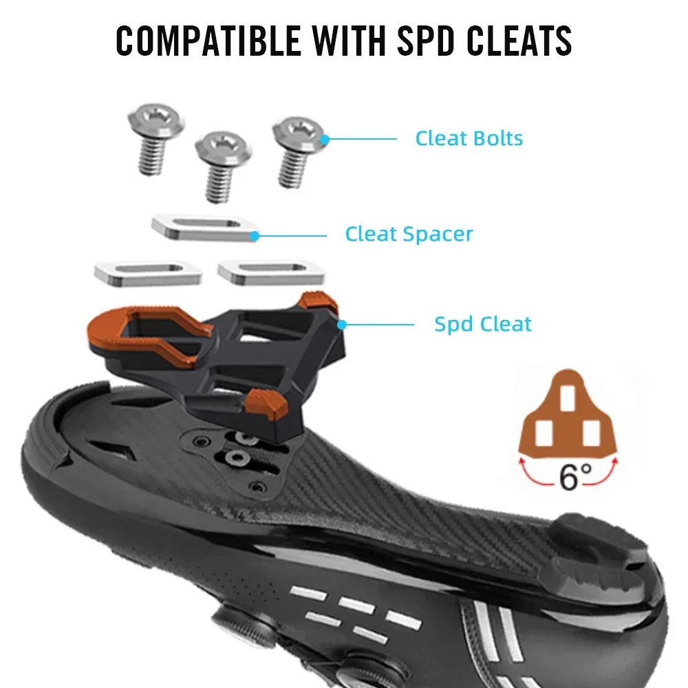 Ryet P-601S Carbon Road Bike Pedal with Cleats 3 Bearings Ultralight Cliples with SPD-SL System Cycling Bicycle Accessories - Image 2
