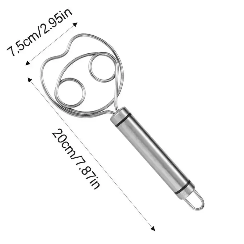 Dough Mixer Dutch Style Stainless Steel Bread Dough Hand Mixer Binocular Coil Head Comfort Handle For Biscuits Bread Cake