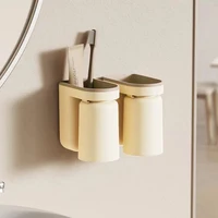 Support de rangement innovant pour brosse à dents, 1 pièce, sans trou, léger, de luxe, tasse de bain de bouche, tasse de brosse, organisateur mural de salle de bain pour Couple 3