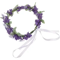Flower Crown Green Wedding Hair Accessories Bridal Floral Headband Violet Headpiece 1