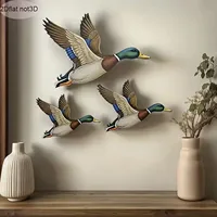 3Pcs Mallard Duck Wooden Wall Decor, Flying Duck Wall Art for Rustic Home Decoration 1