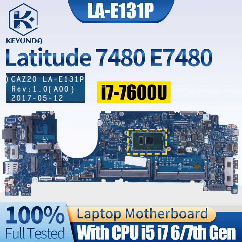 Placa-mãe do Portátil para Dell Latitude Dell Latitude 7480 E7480 La-e131p 0cxwhp 04gtkn 08fcrx 0f48nd 0cy3fd i5 i7 7th Gen