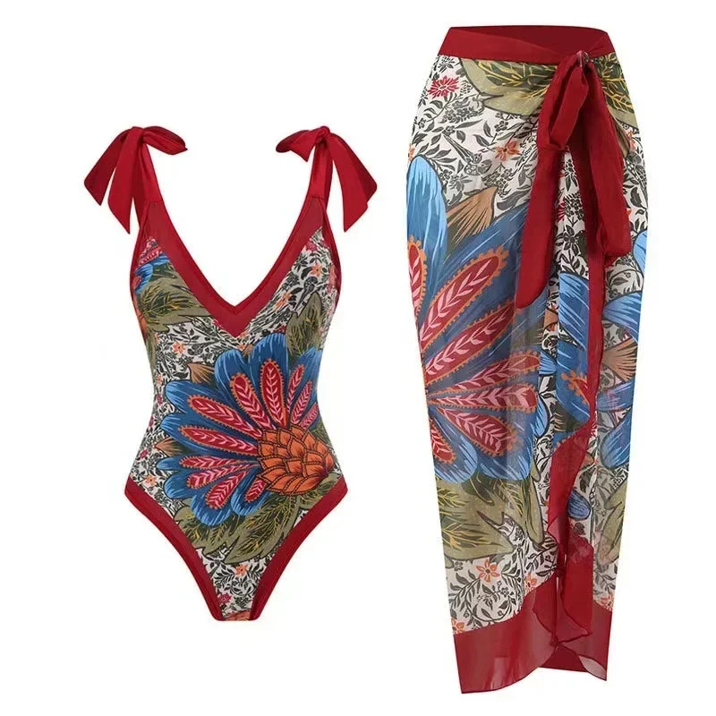 V-neck wine red pineapple suit