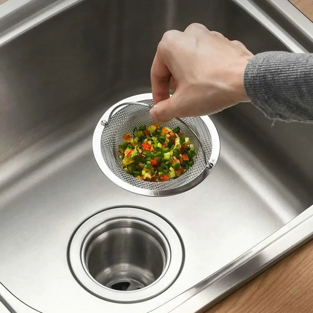 11*2cm Stainless Steel Sink Strainer With Handle Kitchen Sink Stopper Strainer Mesh Sink Sewer Filter Catcher Household Supplies