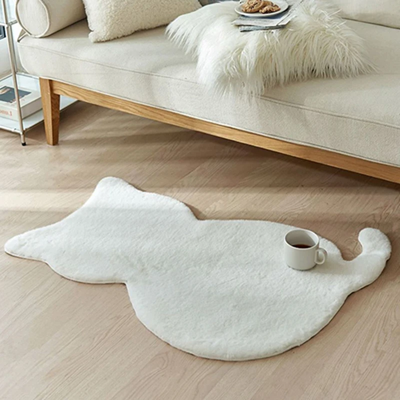 Cute Cat's Carpet INS Cartoon Rug Plush Shaggy Fluffy Irregular Bedside  Thicken Special-Shaped Floor Mat Small Rug Decor Tapis - AliExpress