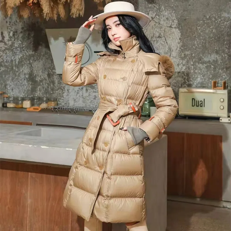 

GGD 28-57 2022 WINTER WOMENS X-LONG NEW FASHION LUXURY WHITE DUCK DOWN COATS