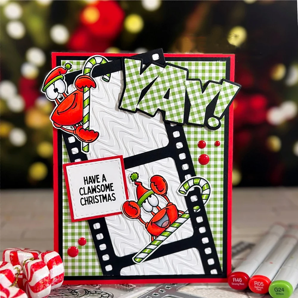 Elf Bär mit Zuckerstange Form Messer Klare Stempel CLAW-MAS Wortspiel Wörter für DIY Scrapbooking Dekor Grußkartenherstellung Vorlage – Detail 3