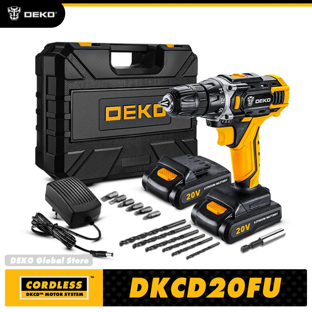Электрическая отвертка серии DKCD, беспроводная дрель с литиевой батареей, 20 в макс., для домашних электроинструментов «сделай сам», DEKO
