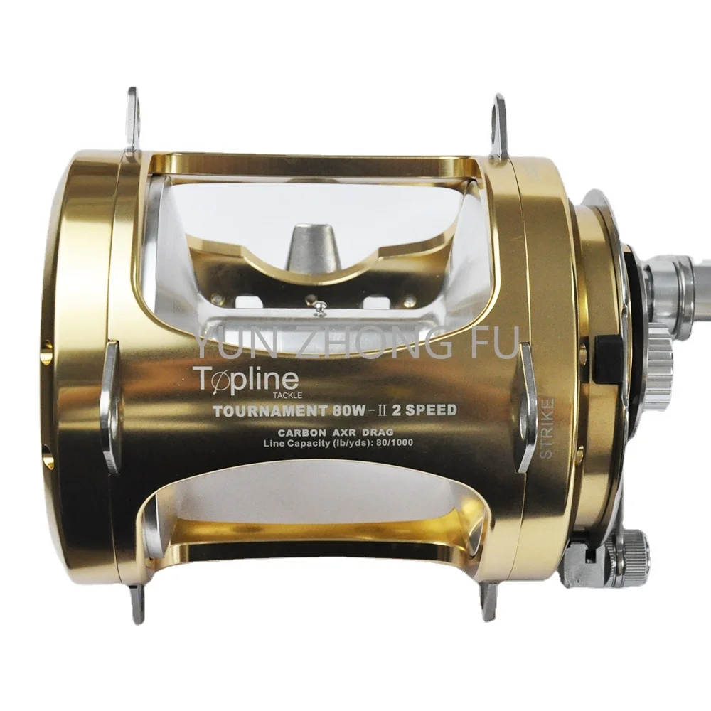 Topline 2 Velocità Heavy Duty 50W 80W Full Metal Shark Tonno Mulinelli Da Pesca Deep Sea Ocean Boat Saltwater Big Game Mulinello Da Traina