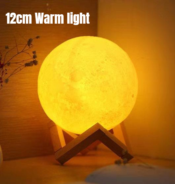 3D Print Moon Lamp 8CM/12CM Battery Powered With Stand Starry Lamp Night Light Kids Gift 7 Color Bedroom Decor Night Lights