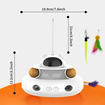 Moebypet Interactive 4-in-1 Cat Toy Rechargeable Feather Stick Laser Trackball Retractable Feather Popular Indoor Toys for Cats 6