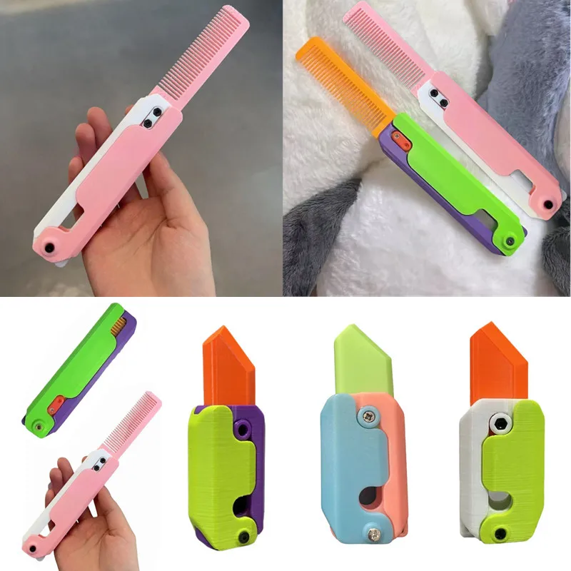 3D Carrot Gravity Knife Fidget Toys For Children Aldult Mini Model Pendant Push Card Decompression Toy Mini Butterfly Knife Gift