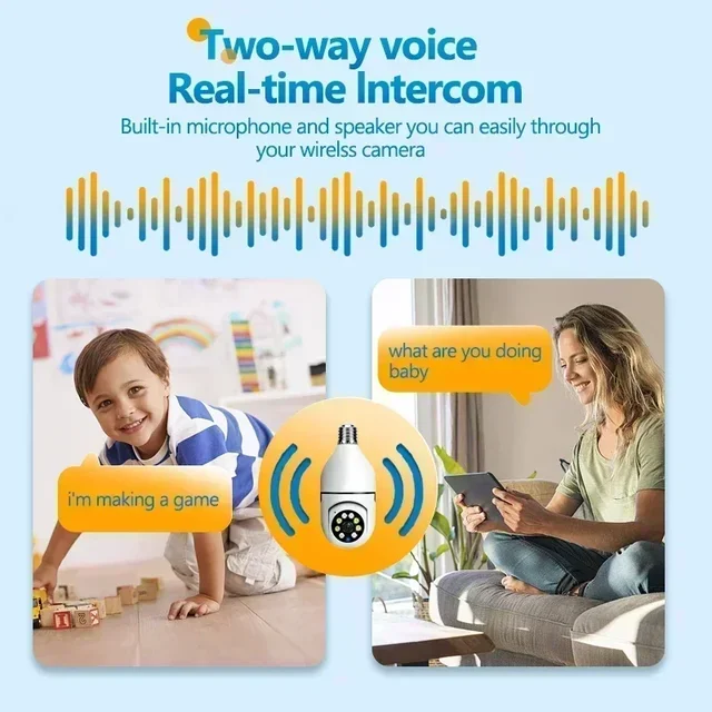 5MP E27 Bulb Wifi Surveillance Camera Night Vision Automatic Human Tracking 4X Digital Zoom Video Smart Home Security Monitor 4