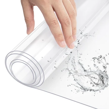 Pellicola da tavolo rettangolare Tovaglia impermeabile trasparente in PVC trasparente da 1 mm Decorazione natalizia Copertura protettiva lucida 1