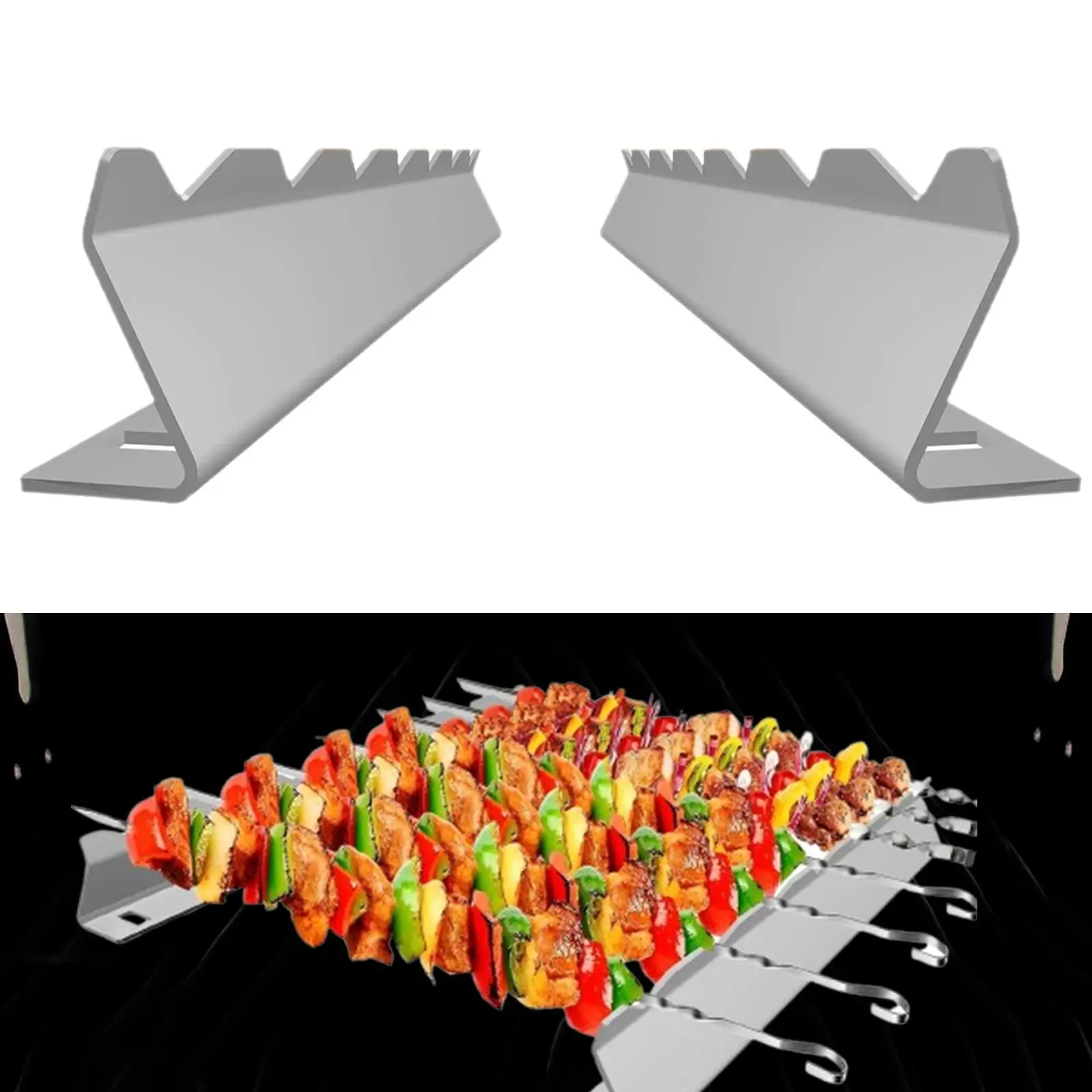 Skewers Rack Set Reusable BBQ Barbecue Sticks for Meats Kabob Vegetables