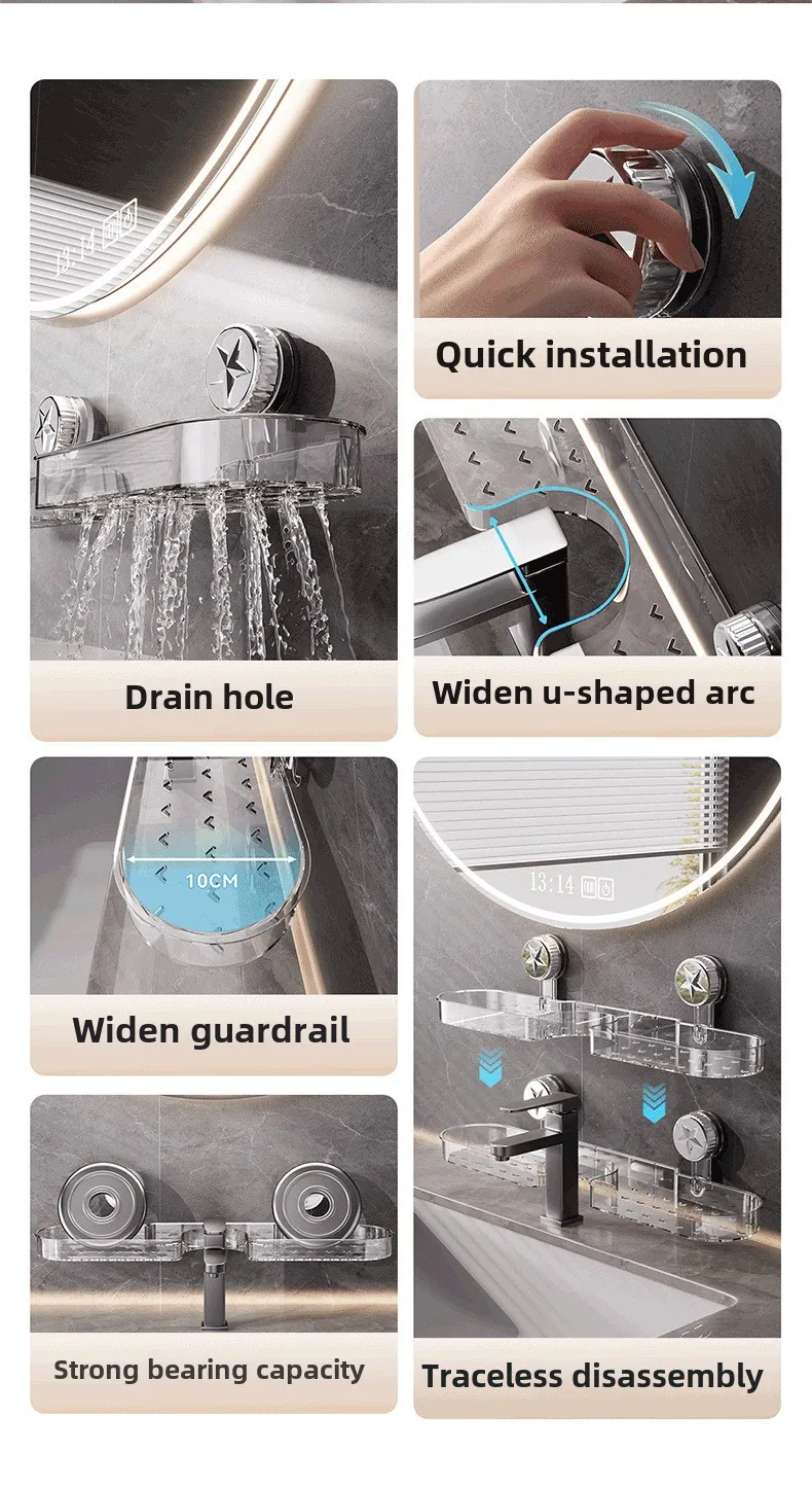 Five-pointed Star Suction Cup Faucet Countertop Sink Mirror-front Bathroom Wall-mounted Drip-drying Rack Without Drilling Holes